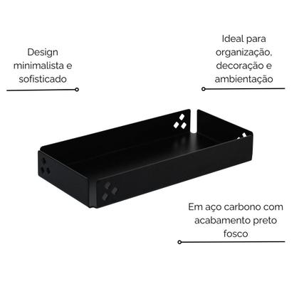 Imagem de BANDEJA DECORAÇÃO RETANGULAR 10x20CM AÇO PRETO FOSCO FUTURE