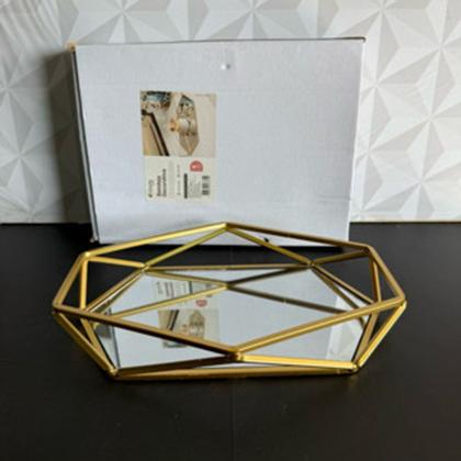 Imagem de Bandeja decorativa com espelho hexagonal para ambiente banheiro cozinha cantinho do café bandeija