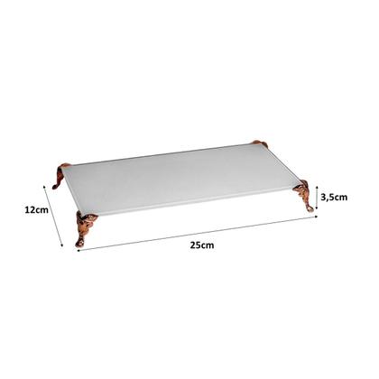 Imagem de Bandeja Decorativa de Vidro Branco com Pés em Metal Rose 12 x 25 cm