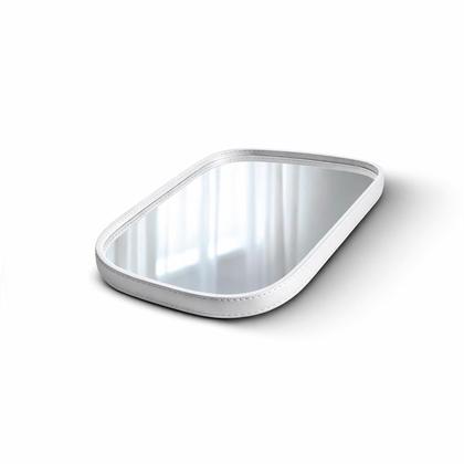 Imagem de Bandeja Decorativa Espelhada Vidro Couro Redondo Oval Orgânico Mesa Sala Lavabo Hall