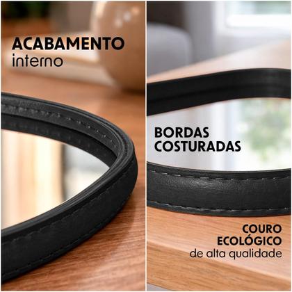 Imagem de Bandeja Decorativa Espelhada Vidro Couro Redondo Oval Orgânico Mesa Sala Lavabo Hall