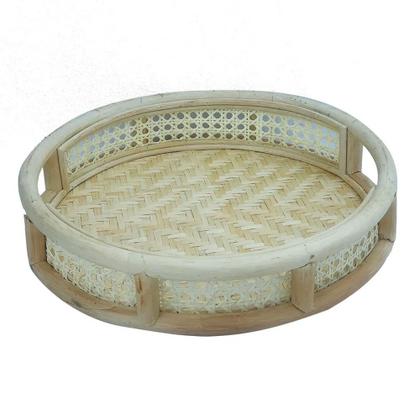 Imagem de Bandeja Decorativa Redonda de Rattan Natural 40cm RMH0011 BTC