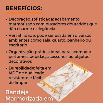 Imagem de Bandeja Decorativa Retangular Mdf Branca com Alça Cafe Bar
