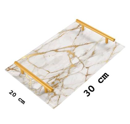 Imagem de Bandeja Decorativa Retangular Mdf Branca com Alça Cafe Bar