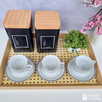 Imagem de Bandeja Decorativa Retangular Organizadora com Palha Indiana e Vidro 38cm
