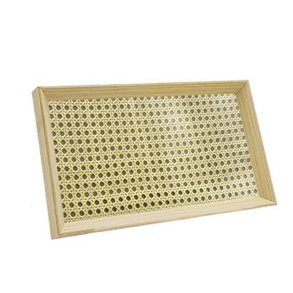 Imagem de Bandeja Decorativa Retangular Organizadora com Palha Indiana e Vidro 38cm