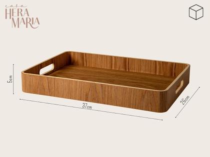 Imagem de Bandeja Decorativa Retangular Rustica Servir Café Com Alça Resistente Decoração Sala Quarto