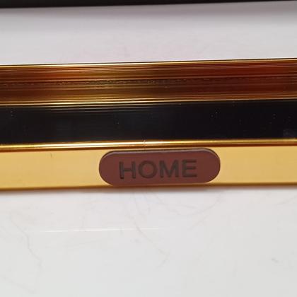 Imagem de BANDEJA DECORATIVO PARA SERVIR RETANGULAR HOME&CO COM ESPELHO METAL 1x22x9cm DOURADO