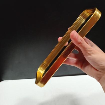 Imagem de BANDEJA DECORATIVO PARA SERVIR RETANGULAR HOME&CO COM ESPELHO METAL 1x22x9cm DOURADO