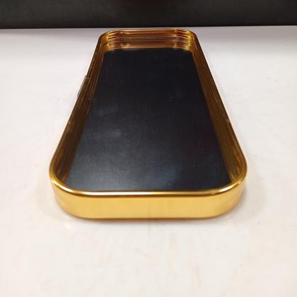 Imagem de BANDEJA DECORATIVO PARA SERVIR RETANGULAR HOME&CO COM ESPELHO METAL 1x22x9cm DOURADO
