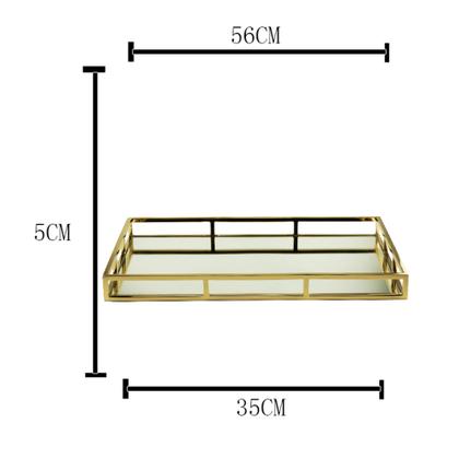 Imagem de Bandeja Dourada Aço Inox e Fundo Espelho Grande Wolff