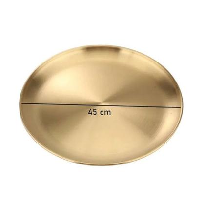 Imagem de Bandeja Dourada Travessa De Servir Inox Luxo 45 Cm Frigopro