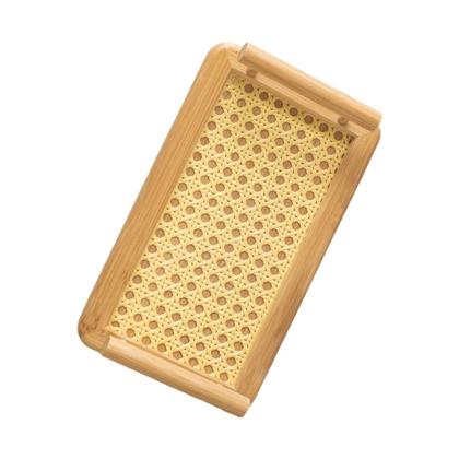 Imagem de Bandeja em bambu Retangular Palhinha c/ alça 25 cm - Mimo Style