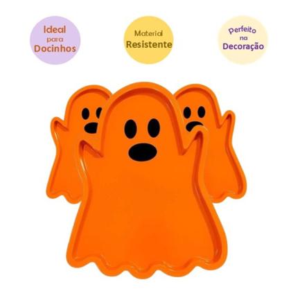 Imagem de Bandeja em formato de Fantasminha Laranja  Festa Halloween  Valor Unitário