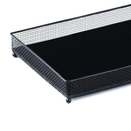 Imagem de Bandeja Em Metal Preto C/ Vidro Espelhado 11980 4x24x12cm Mart