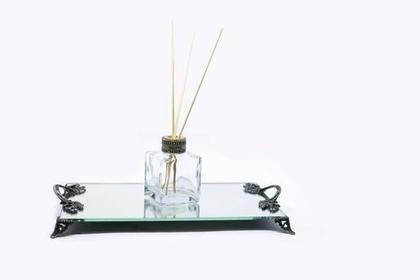 Imagem de Bandeja Espelhada Alça Dourada Luxo Lavabo Banheiro 30x18