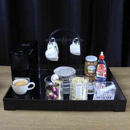 Imagem de Bandeja Espelhada Bar Bedidas Organizador Aparador Café Mdf Marrom Tabaco
