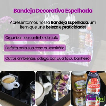 Imagem de Bandeja Espelhada Bar Bedidas Organizador Aparador Café Mdf Marrom Tabaco