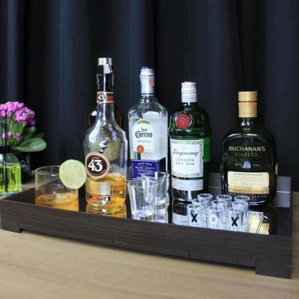 Imagem de Bandeja Espelhada Bar Bedidas Organizador Aparador Café Mdf Marrom Tabaco