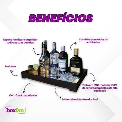 Imagem de Bandeja Espelhada Bar Bedidas Organizador Aparador Café Mdf Marrom Tabaco