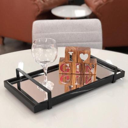 Imagem de Bandeja Espelhada Laqueada Preto com Alça Preta