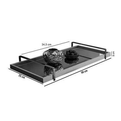 Imagem de Bandeja Espelhada Laqueada Preto com Alça Preta