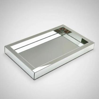 Imagem de Bandeja Espelhada Prata Bar Decorativa Tamanho 30x50 Cm