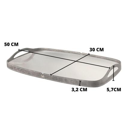 Imagem de Bandeja Espelhada Vale em Couro Branco