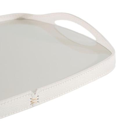 Imagem de Bandeja Espelhada Vale em Couro Branco