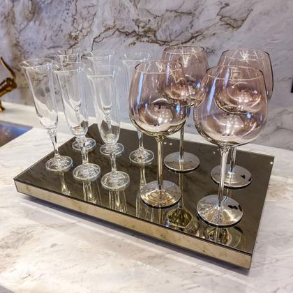 Imagem de Bandeja Espelho Bronze Decorativa Retangular Flutuante Sem Borda 30x50 Cm