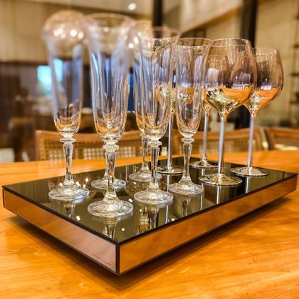 Imagem de Bandeja Espelho Bronze Decorativa Retangular Flutuante Sem Borda 30x50 Cm