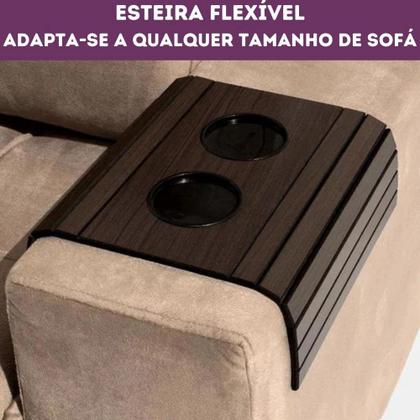 Imagem de Bandeja Esteira Suporte Porta Copos p/ Braço Sofá em MDF 