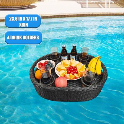 Imagem de Bandeja flutuante para piscina SERABETTO Deluxe Oval com 4 porta-copos