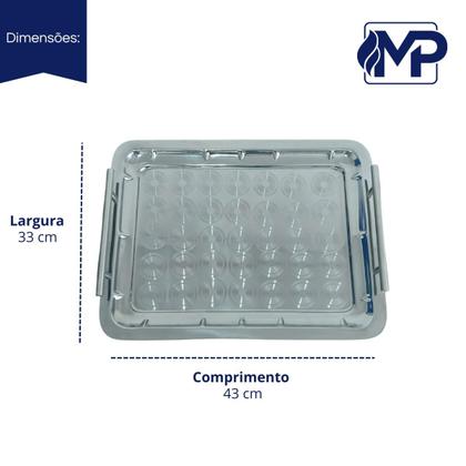 Imagem de Bandeja Grande c/ Alças Grande Retangular Servir Café Inox