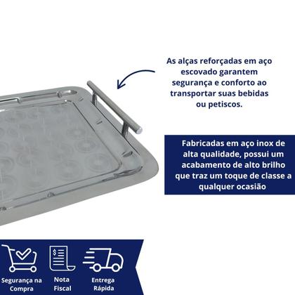 Imagem de Bandeja Grande c/ Alças Grande Retangular Servir Café Inox