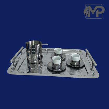 Imagem de Bandeja Grande c/ Alças Grande Retangular Servir Café Inox