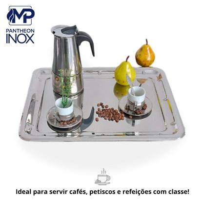 Imagem de Bandeja Grande Sem Alça Retangular Inox Garçom Restaurante