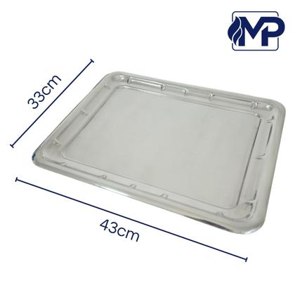 Imagem de Bandeja Grande Sem Alça Retangular Inox Garçom Restaurante