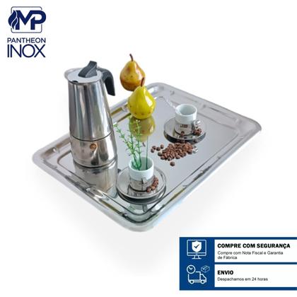 Imagem de Bandeja Grande Sem Alça Retangular Inox Garçom Restaurante