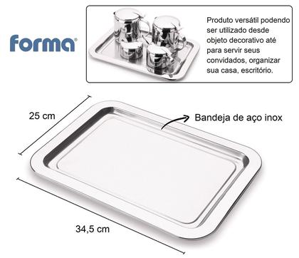 Imagem de Bandeja Inox Multiuso Servir Café Organizador 25x34 Cm Casa