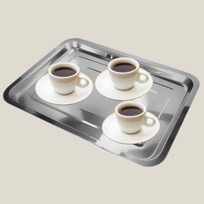 Imagem de Bandeja Inox Rasa Retangular 30 X 40 Servir Multi Uso