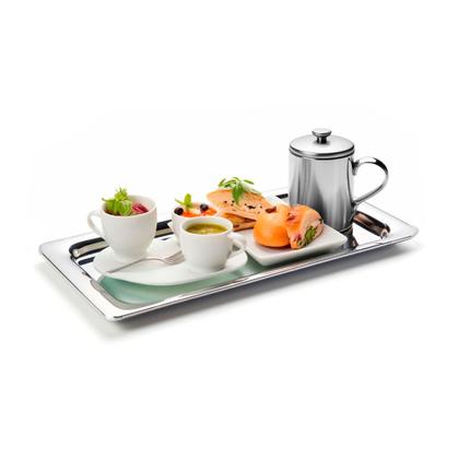 Imagem de Bandeja Inox Retangular 30cm Cafe Cha Bar Cafeteria 4un