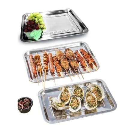 Imagem de Bandeja Inox Retangular Rasa 36 X 27 Multi Uso Servir