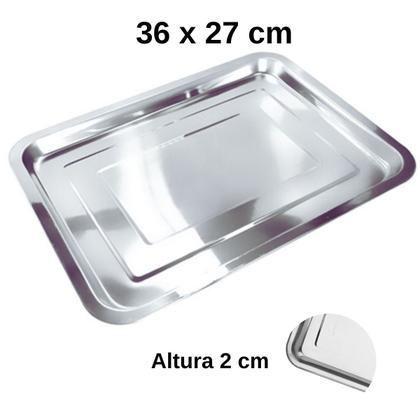 Imagem de Bandeja Inox Retangular Rasa 36 X 27 Multi Uso Servir