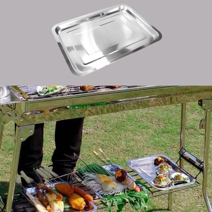 Imagem de Bandeja Inox Retangular Rasa 45 X 35 Multi Uso Servir Grande