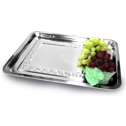 Imagem de Bandeja Inox Retangular Rasa 45 X 35 Multi Uso Servir Grande