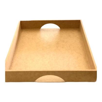 Imagem de Bandeja Lisa Retangular Com Alças Cestas Café Mdf 36X30X05