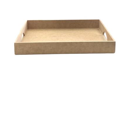 Imagem de Bandeja Lisa Retangular Com Alças Cestas Café Mdf 36X30X05