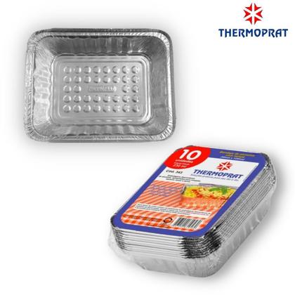 Imagem de Bandeja Marmitinha Alumínio Retangular Descartável com Tampa Thermoprat - 230ml - 10 unidades