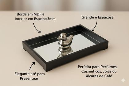 Imagem de Bandeja MDF Preto Cantinho do Café Decorativa, Servir e Presente Group Royalle